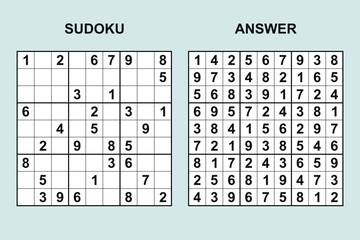 Vector sudoku with answer 473. Puzzle game with numbers.