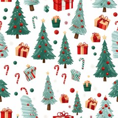 Christmas seamless cartoon pattern on white background
