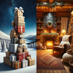 Starry Nights & Fireplace Delights: Tower of Festive Gifts