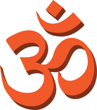 3D Om or Aum symbol or logo of Hinduism vector icon best for apps, websites, social media, print and home decoration. Hindu Om Symbol Illustration.