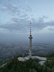 Obraz premium TV tower on the mountain above the capital city