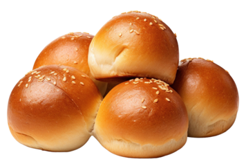 Set of hamburger bread with sesame seeds. Hamburger buns isolated on a white or Transparent background. PNG