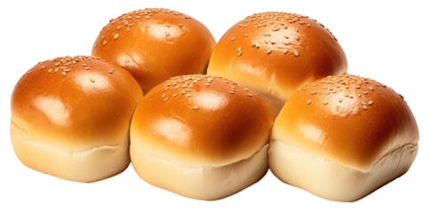 Set of hamburger bread with sesame seeds. Hamburger buns isolated on a white or Transparent background. PNG