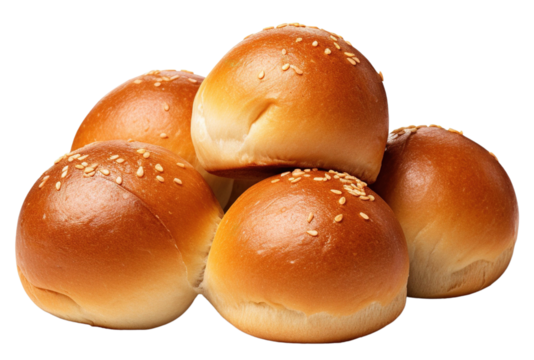 Set of hamburger bread with sesame seeds. Hamburger buns isolated on a white or Transparent background. PNG