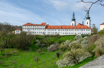 Fototapeta na wymiar A view of Strahov monastery and Saint John's Vineyard in Prague, the Czech Republic