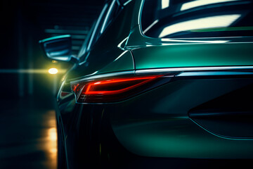 Rear stop LED light of green car