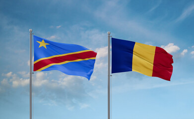 Chad and Congo or Congo-Kinshasa flags, country relationship concept