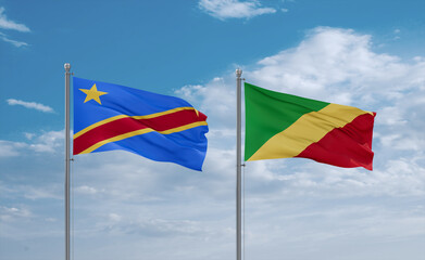 Congo and Congo or Congo-Kinshasa flags, country relationship concept