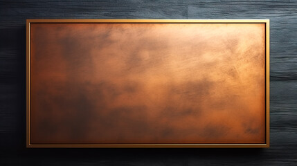 Shiny glossy rectangle, bronze color, geometric background.