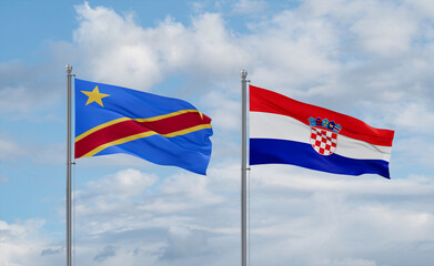 Croatia and Congo or Congo-Kinshasa flags, country relationship concept