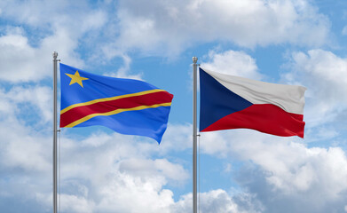 Czech Republic and Congo or Congo-Kinshasa flags, country relationship concept