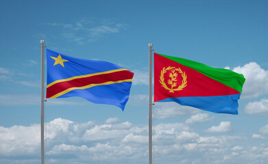 Eritrea and Congo or Congo-Kinshasa flags, country relationship concept