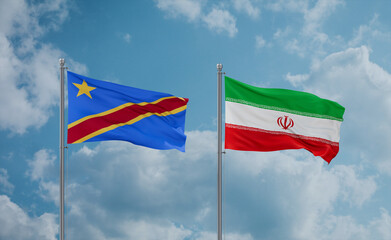 Iran and Congo or Congo-Kinshasa flags, country relationship concept