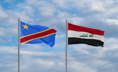 Iraq and Congo or Congo-Kinshasa flags, country relationship concept