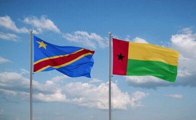 Guinea-Bissau and Congo or Congo-Kinshasa flags, country relationship concept