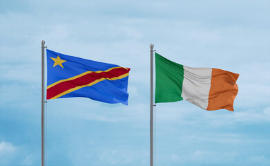 Ireland and Congo or Congo-Kinshasa flags, country relationship concept