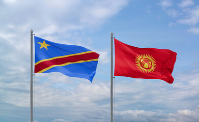 Kyrgyzstan and Congo or Congo-Kinshasa flags, country relationship concept