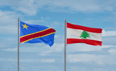 Lebanon and Congo or Congo-Kinshasa flags, country relationship concept