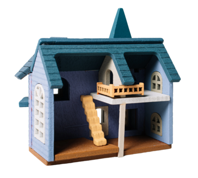 Wooden house, isolated on white or transparent background.