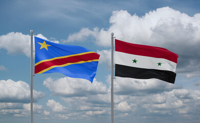 Syrian and Congo or Congo-Kinshasa flags, country relationship concept