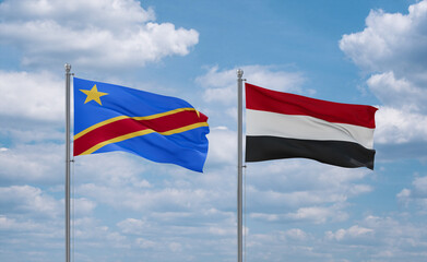 Yemen and Congo or Congo-Kinshasa flags, country relationship concept