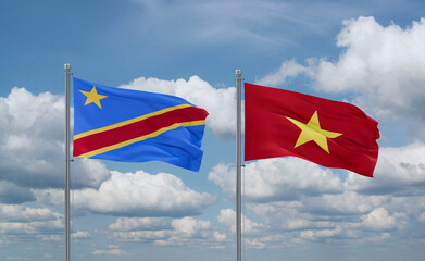 Vietnam and Congo or Congo-Kinshasa flags, country relationship concept