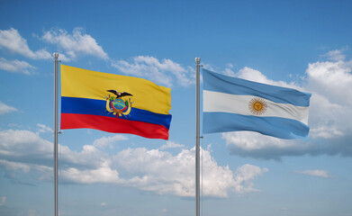 Argentina and Ecuador flags, country relationship concept