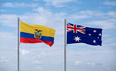 Australia and Ecuador flags, country relationship concept