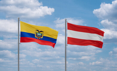 Austria and Ecuador flags, country relationship concept