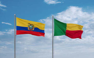 Benin and Ecuador flags, country relationship concept