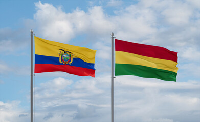 Bolivia and Ecuador flags, country relationship concept