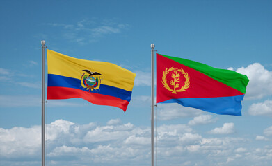 Eritrea and Ecuador flags, country relationship concept