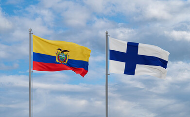 Finland and Ecuador flags, country relationship concept