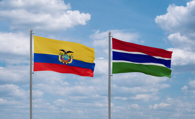 Gambia and Ecuador flags, country relationship concept