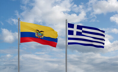Fototapeta premium Greece and Ecuador flags, country relationship concept