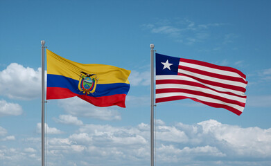 Liberia and Ecuador flags, country relationship concept