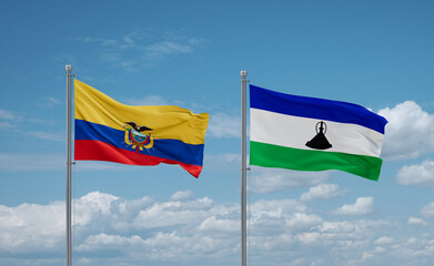Lesotho and Ecuador flags, country relationship concept