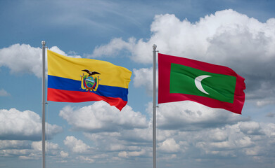 Maldives and Ecuador flags, country relationship concept
