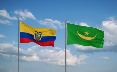 Mauritania and Ecuador flags, country relationship concept