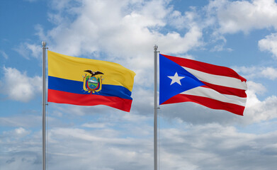 Puerto Rico and Ecuador flags, country relationship concept