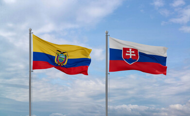 Slovakia and Ecuador flags, country relationship concept