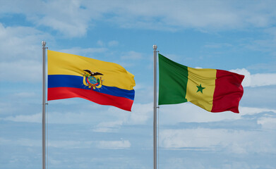 Senegal and Ecuador flags, country relationship concept