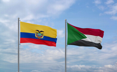 Sudan and Ecuador flags, country relationship concept