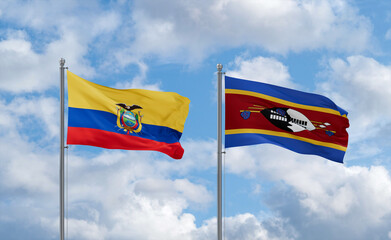 Eswatini and Ecuador flags, country relationship concept