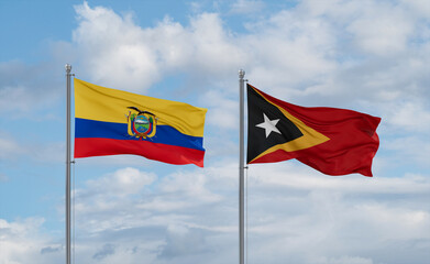 East Timor and Ecuador flags, country relationship concept