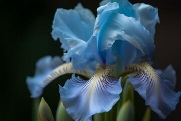 Delicate azure iris blossom. Generative AI