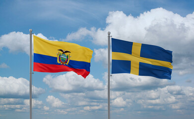 Sweden and Ecuador flags, country relationship concept