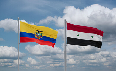 Syrian and Ecuador flags, country relationship concept