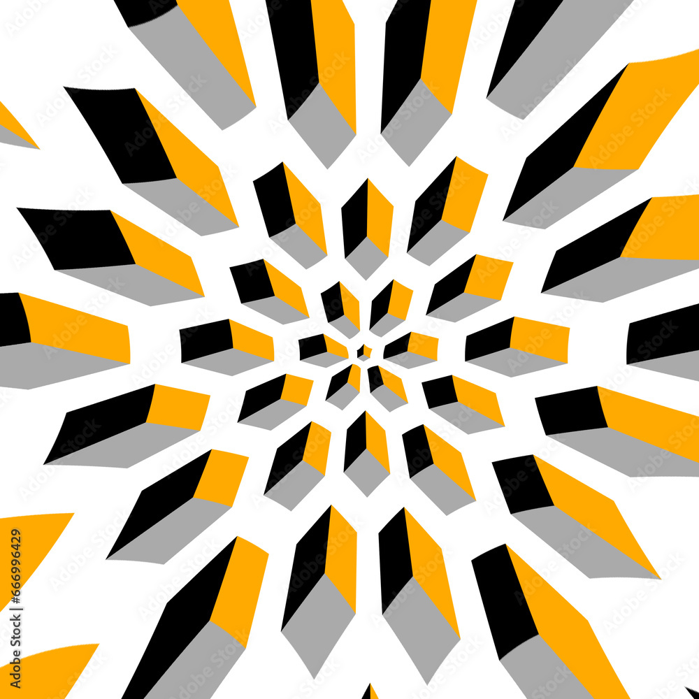 Poster many orange grey and black escher cubed pattern and design on a white background hexagonal floral fa