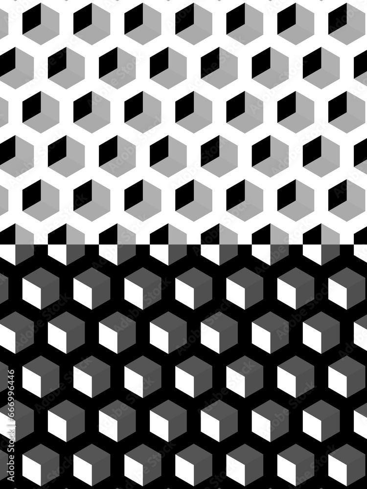 Aufkleber white grey and black hexagonal pattern and design on a grey background